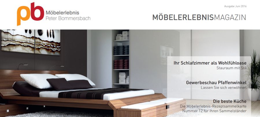 MöbelerlebnisMagazin Juni 2016 Schlafzimmer, Wohnzimmer und Küche